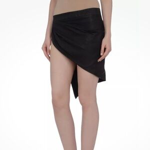 Rick Owens A/W 2010 Gleam Leather Mini Wrap Skirt Accent Layering Piece 46/US8